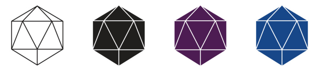 Dice d20 icon set. die with 20 sides vector icon. Vector illustration.