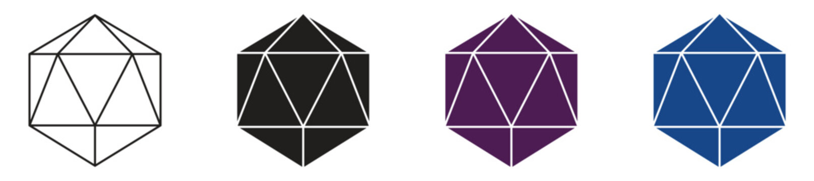 Dice d20 icon set. die with 20 sides vector icon. Vector illustration.
