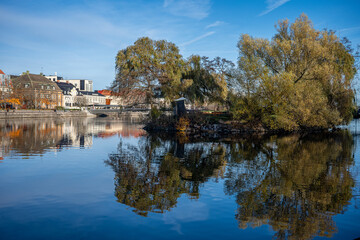 Motala Stream and Strömsholmen islet on a November afternoon. Norrköping is a historic town in Sweden