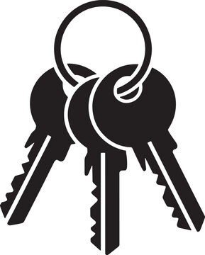 Group of keys for security and access in flat style on transparent background