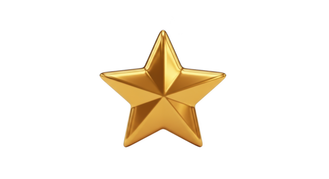 Gleaming Golden Star Shape with Sharp Points on Black shiny