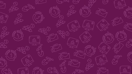 Purple background with faint white icons of phishing and hacking is suitable for cybersecurity website banners or social media posts. - Powered by Adobe