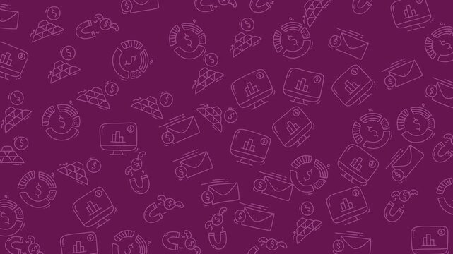 Purple background with faint white icons of phishing and hacking is suitable for cybersecurity website banners or social media posts.