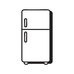 Refrigerator icon vector line art. Simple fridge and freezer outline symbol for kitchen appliance and food storage. Isolated on white background.