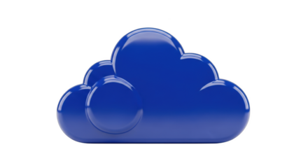 Glossy Blue Cloud Icon on Black Background for Digital Concepts Keywords: cloud, icon, symbol, technology, data, storage, network