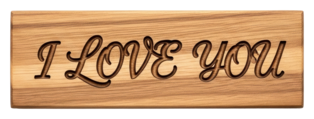 Expressing love wooden i love you sign home warm atmosphere isolated on transparent background