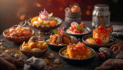 Succulent roasted lamb chops and vegetables on a plate for a healthy gourmet dinner
