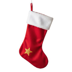 Cheerful holiday cozy living room with christmas stockings isolated on transparent background