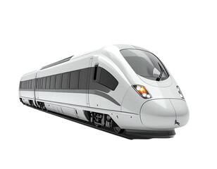 Naklejka premium Streamlined white train, angled view