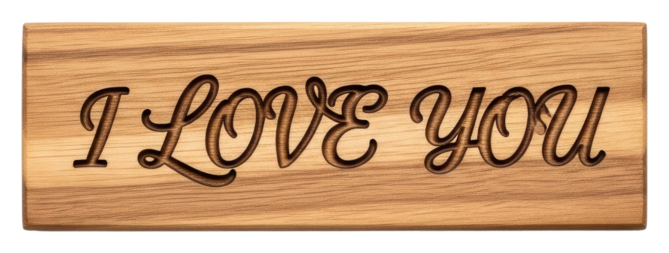 Expressing love wooden i love you sign home warm atmosphere isolated on transparent background