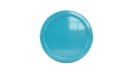 Glossy Cyan Circle with Reflective Highlights on Black Background blue disc