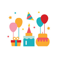 Birthday Party Celebration Concept on White