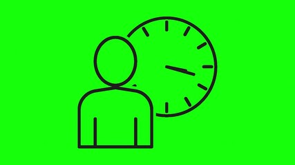 Time Management and Productivity Icon Animation on Green Screen - Deadline Concept isolated chroma-key video effect - Powered by Adobe