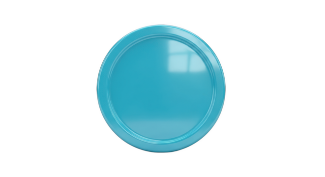 Glossy Cyan Circle with Reflective Highlights on Black Background blue disc