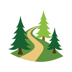 Forest Trail Nature Path on White Background