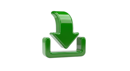 Glossy Green Download Icon with Arrow Pointing Down into a Box download symbol down arrow