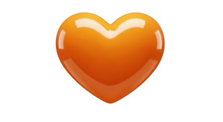 Glossy Orange Heart Icon with Reflections on Black Background Keywords: heart, love, emotion, romance, feeling, passion, care, symbol
