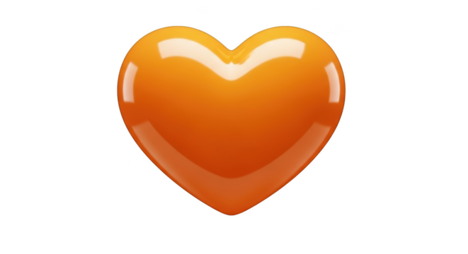 Glossy Orange Heart Icon with Reflections on Black Background Keywords: heart, love, emotion, romance, feeling, passion, care, symbol