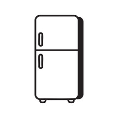Refrigerator icon vector line art. Simple fridge and freezer outline symbol for kitchen appliance and food storage. Isolated on white background.