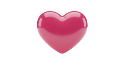Glossy pink heart shape with reflections on black background shiny