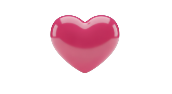 Glossy pink heart shape with reflections on black background shiny