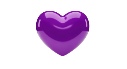 Glossy purple heart shape floating against a solid black background love symbol