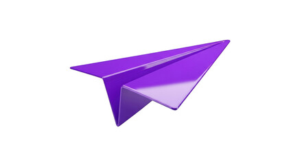 Fototapeta premium Glossy Purple Paper Airplane Floating on a Black Background shiny origami
