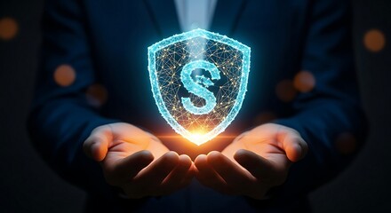 Digital Security Shield in Hands - Protecting Data and Privacy.