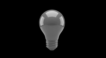 Gray Light Bulb Icon With Screw Base On Black Background idea concept