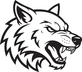 Obraz premium Fierce Wolf Mascot Logo – Black and White Vector Illustration for Sports and Branding