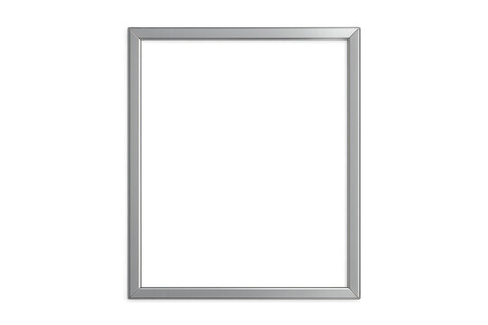 Empty silver rectangular frame with a transparent background for design mockups and display projects