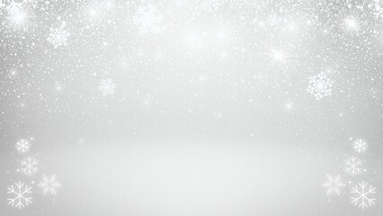 Winter background year end sale design displays snowflakes on a bright gray abstract illustration, creating a festive seasonal look Winter year end sale background with blank space.