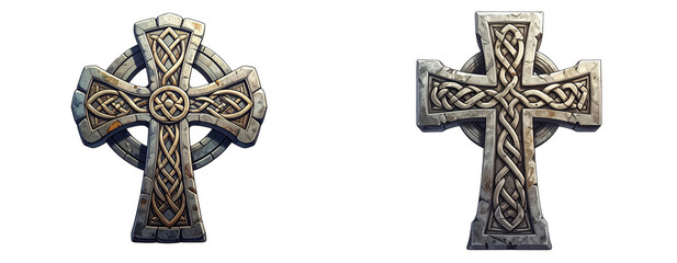 Stone-Style Celtic Cross Design on Clean White Background