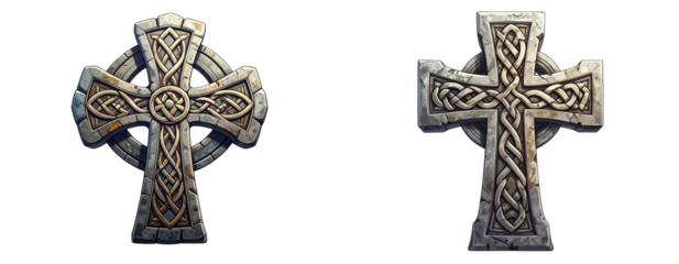 Stone-Style Celtic Cross Design on Clean White Background