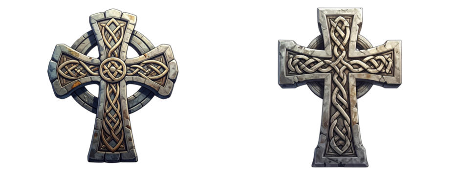 Stone-Style Celtic Cross Design on Clean White Background