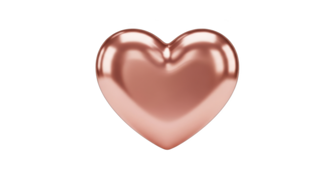 Rose Gold Heart Shape on a Transparent Background love romance