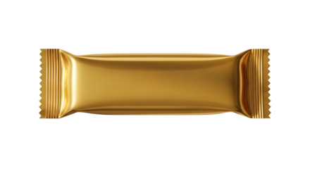 Golden candy wrapper isolated on transparent background
