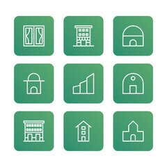 City element icon set collection. Vector icon illustration. Editable stroke