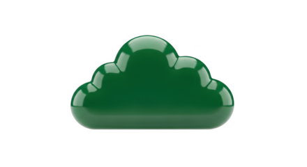 Shiny green cloud shape on black background with reflections glossy smooth