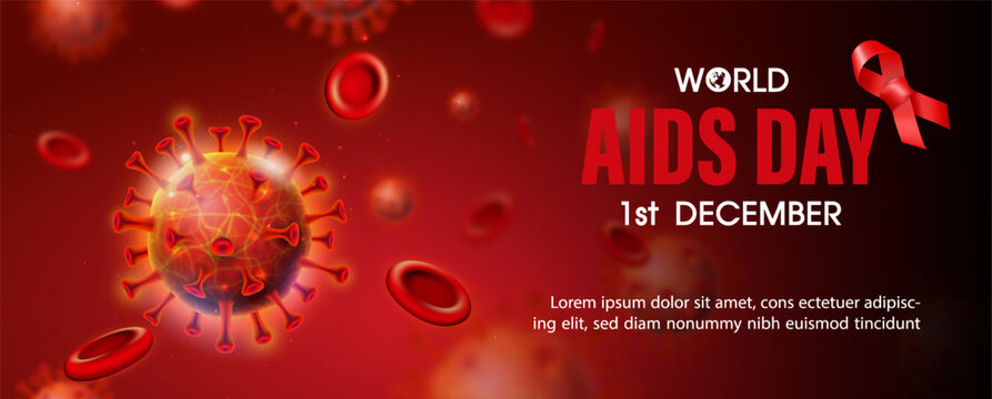 Poster illustration campaign of World AIDS day in banner and 3d realistic style. - Powered by Adobe