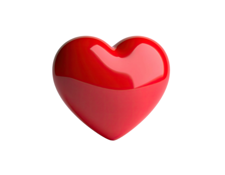 Glossy, red, 3D heart, centrally lit