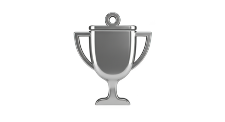 Silver Trophy Cup Icon with Ring Detail Isolated on Black Background award winner