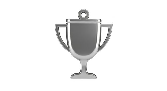 Silver Trophy Cup Icon with Ring Detail Isolated on Black Background award winner