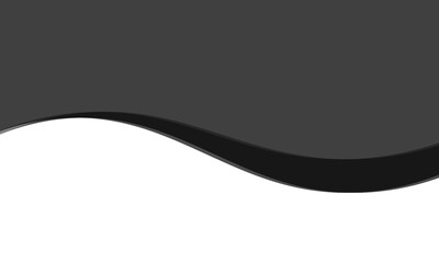 Ideal for banners, footers, or modern layouts, Minimalist black and gray wave vector design with smooth flowing curves at the bottom, transitioning into a clean white background.