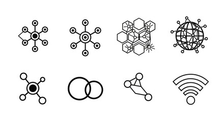 Diverse network icons showcase connectivity, data, and technology solutions for modern communication and information sharing