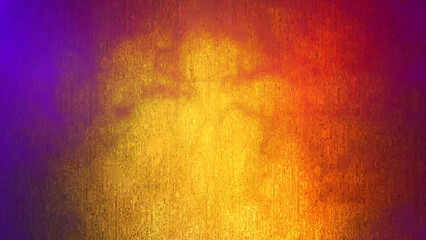 Vibrant gradient transition from deep purple to fiery orange with textured golden light creating a dynamic, abstract background for creative projects