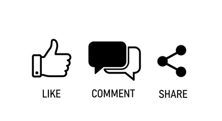 Instantly connect with your audience using these essential social media engagement icons like, comment, and share for viral content creation