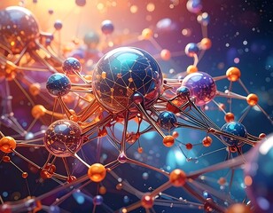 Artistic depiction of interconnected spheres and intricate structures