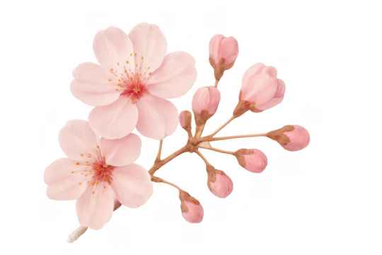 Pink cherry blossom branches blooming, representing spring, renewal, beauty, and japanese culture, transparent background - Powered by Adobe