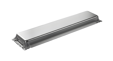 Silver rectangular electronic component isolated on transparent background